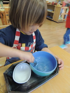 Children love science dissolving ice